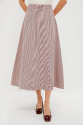 Red Stripe Evelyn Midi Skirt